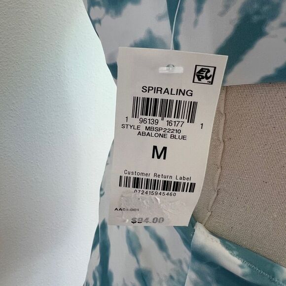 Bar III Spiraling Twist-Front Monokini One-Piece Swimsuit Aqua Blue White Size M - Picture 10 of 14